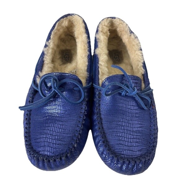 UGG Dakota Moccasin Slippers Womens 8 Blue Metallic Croc - Picture 4 of 12